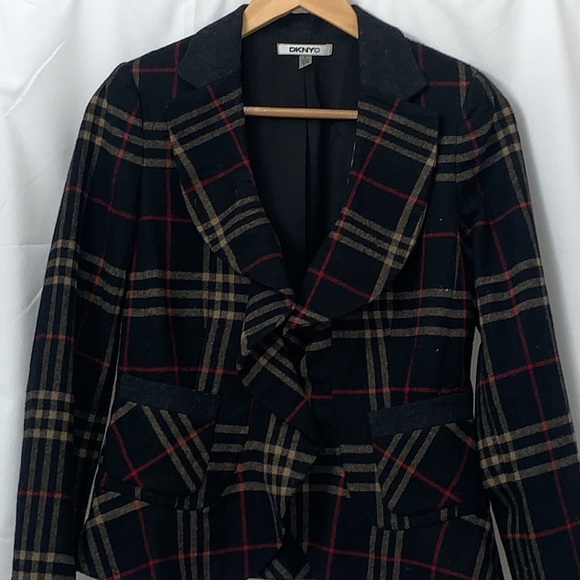 Women’s DKNYC Plaid Wool Blend Blazer Size 4 EUC - Picture 3 of 7
